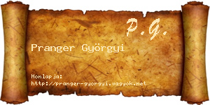 Pranger Györgyi névjegykártya